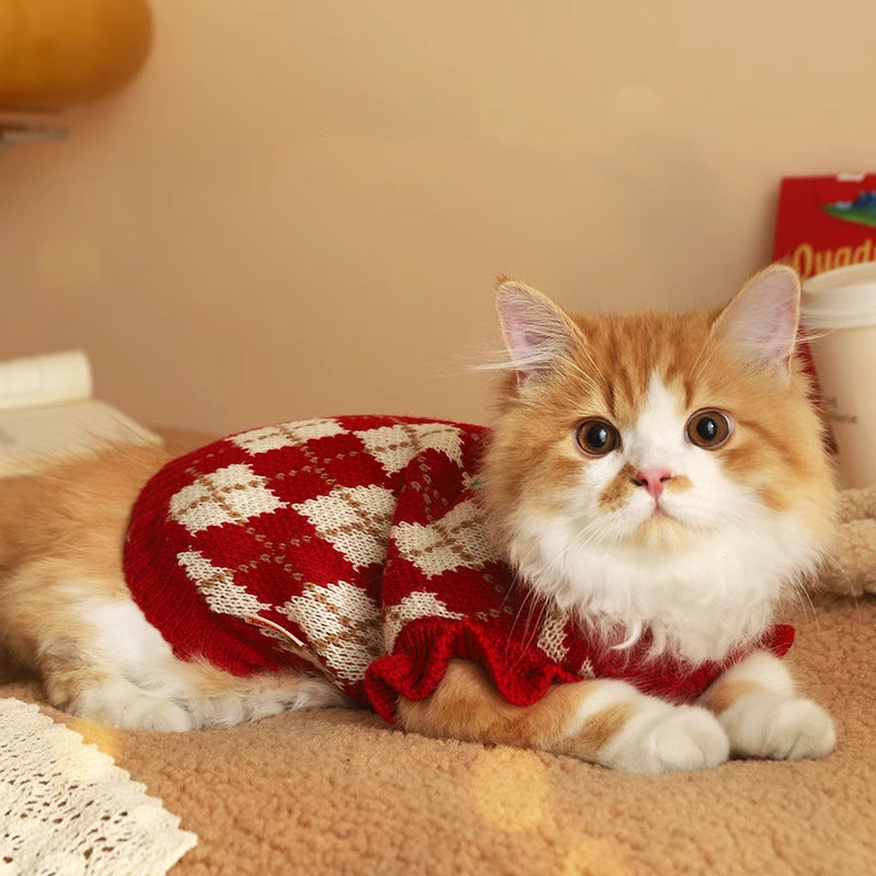 Diamond-embroidered warm clothes for cats and dogs in winter