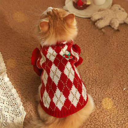 Diamond-embroidered warm clothes for cats and dogs in winter