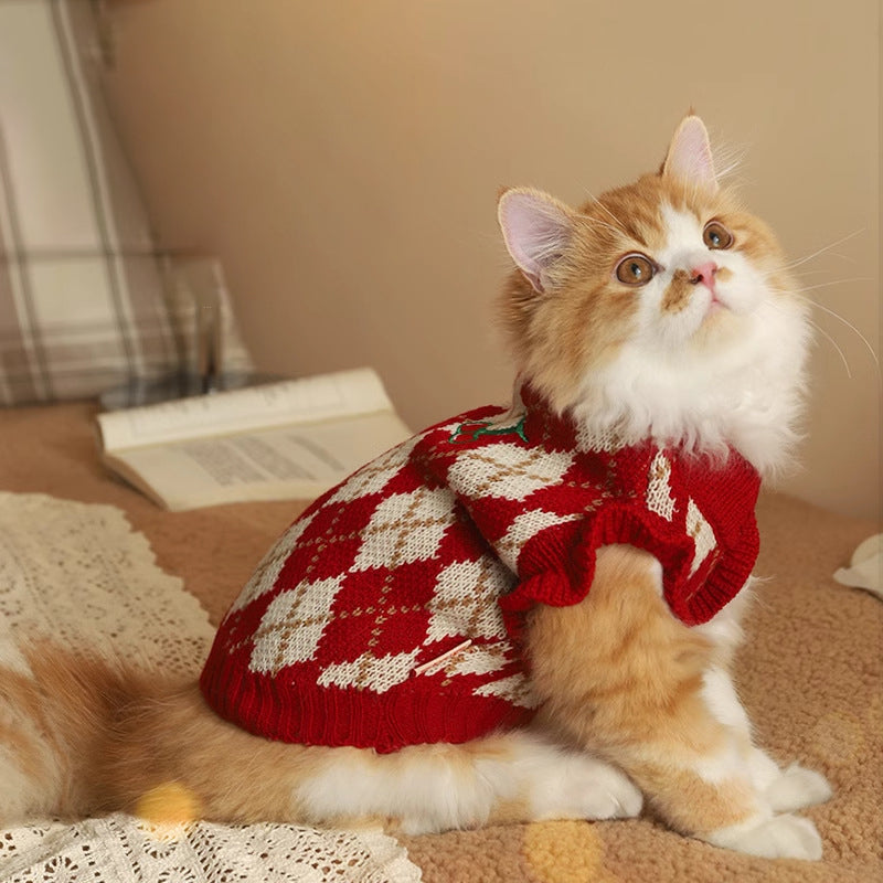 Diamond-embroidered warm clothes for cats and dogs in winter