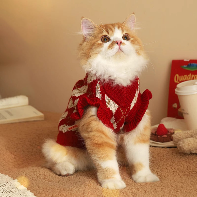 Diamond-embroidered warm clothes for cats and dogs in winter